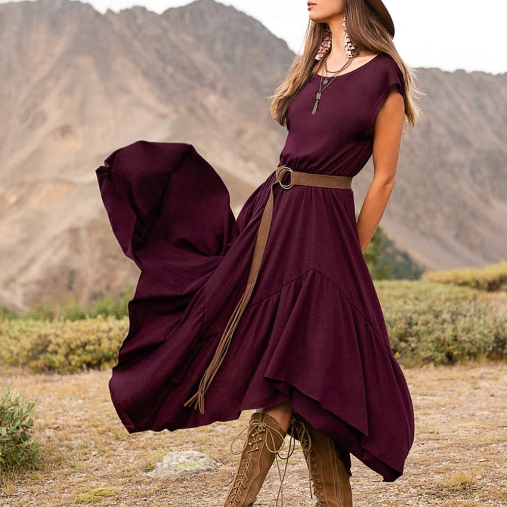 XS Joyfolie Pilar Dress in Deep Plum